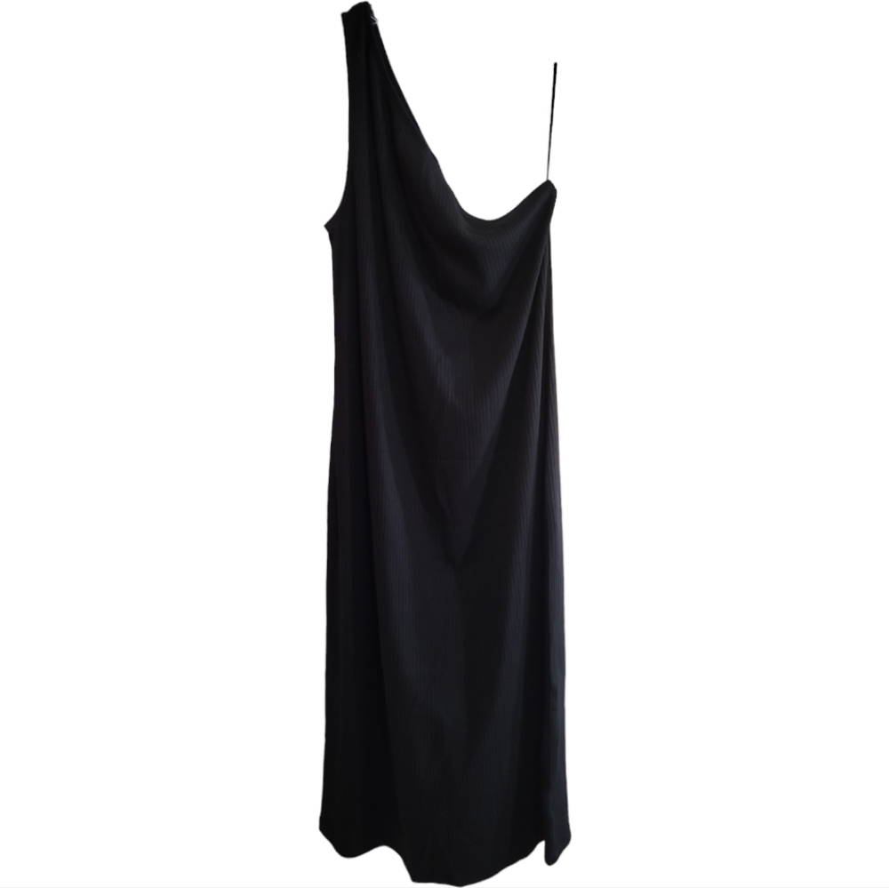 NWT GAP Ribbed One-Shoulder Midi Dress in Black XL Tall Classic Silhouette - Picture 5 of 7